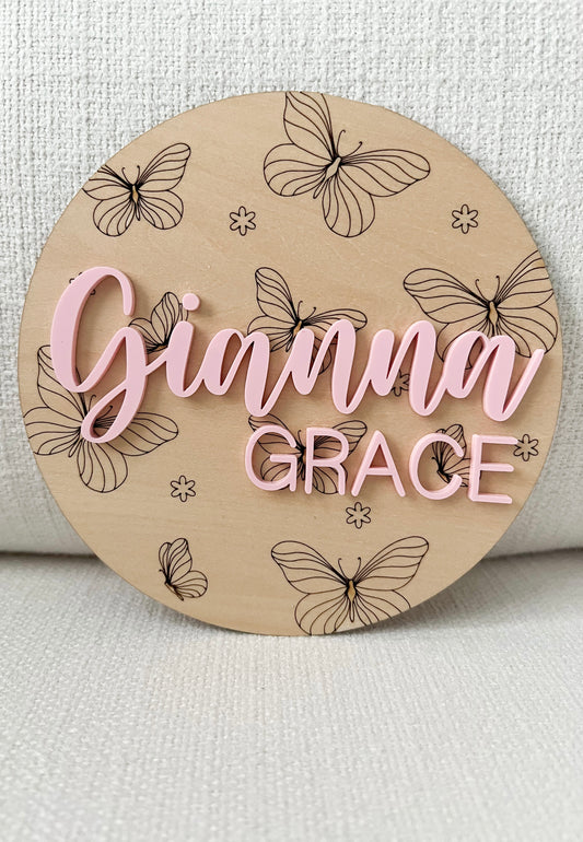 Butterfly name plate