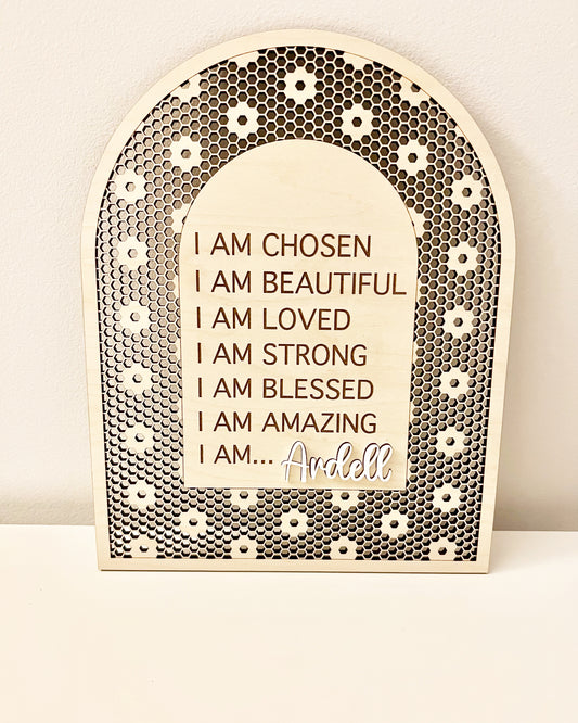 Wooden Rattan Affirmation Arch sign